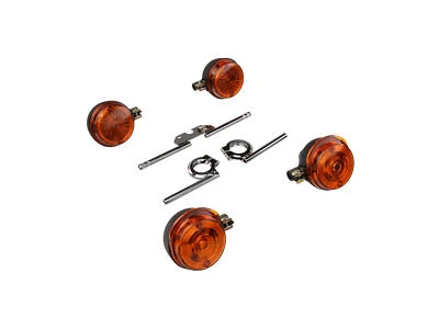 Set: 4 Blinker rund komplett inkl. Blinkerträger chrom - für Simson S50, S51, S7 - Bild 1 von 4
