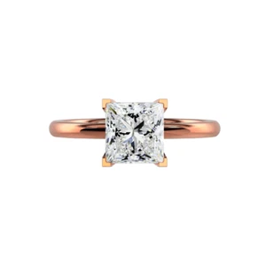 18k Rose Gold 2.50 Ct Lab Grown Diamond Engagement Ring Princess Cut IGI - Picture 1 of 10