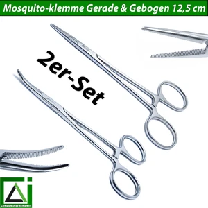 Arterienklemme Kelly Mosquito Klemme Zange Hakenlöser 12,5 cm Gerade & Gebogen - Picture 1 of 12