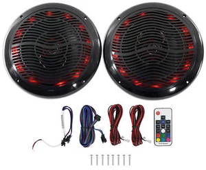 2) Altavoces de bañera de hidromasaje negros impermeables Rockville RMC65LB 6,5" 600w con LED + control remoto - Imagen 1 de 7