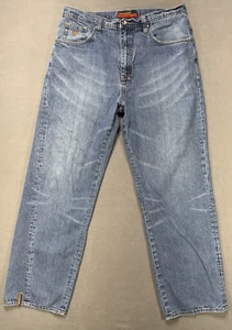 Vintage Rocawear Jeans Men 36x34 (34x32) Baggy Whiskered Hip Hop Y2K Faded Denim - Picture 1 of 12