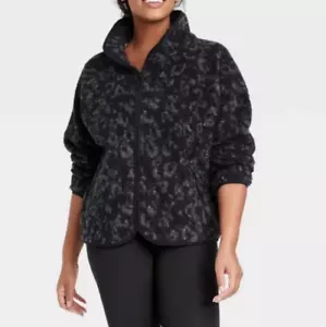 Women's All in Motion Cropped Faux Sherpa Print Jacket Blue Size S - Picture 1 of 13