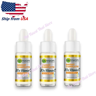 Garnier Bright Complete 30X Vitamin C Booster Serum Travel Size 15ml pack of 3 - Image 1 of 4