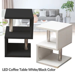 3-Tier RGB LED High Gloss Coffee Table Sofa Side End Table Living Room Furniture - Picture 1 of 25