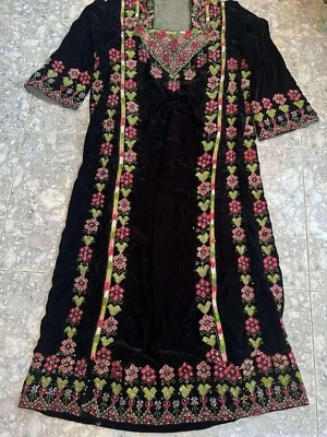Vestido de noiva vintage palestino bordado veludo Palestina feito à mão Thoub - Imagem 1 de 4
