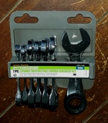 7pc Stubby Ratcheting Combo Wrench Set ☆Metric☆ 8/10/12/13/14/15/18mm - Image 1 of 2