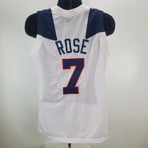 Camiseta deportiva de baloncesto Derrick Rose de la NBA EE. UU. blanca azul para hombre mediana auténtica - Imagen 1 de 9
