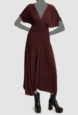 $695 A.L.C. Vestido para mujer marrón manga corta Demi ajustado línea A talla S Foto 1 de 3