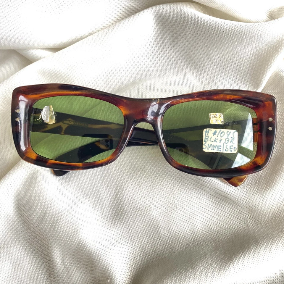 Gafas de sol MCM vintage años 60 mod marrón grandes - lentes verdes - ITALIA - UNISEX LEER Foto 1 de 4