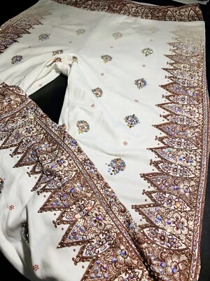 New VOCAL Womens PEARLIZED CRYSTAL IVORY AZTEC BLING LEGGINGS PANTS S Small USA - Image 1 of 4