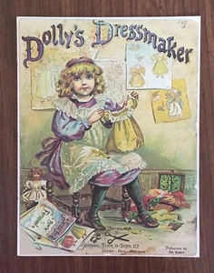 Dolly's Schneider antiker Puppenmuster Kleiderschrank 9", Nr. 1741, NOS - Bild 1 von 6