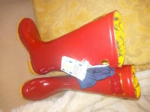 🎄Beautiful Red Rubber Joules Evedon rain boots w/navy ribbon bow on back 6 US🎁 - Picture 1 of 10