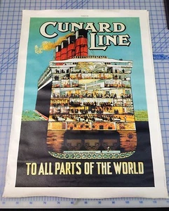 Cunard Line Cruise Ship Vintage Advertisment On High Quality CANVAS - Picture 1 of 1