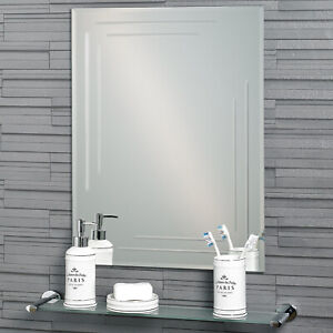 Frameless Wall Mounted Diamond Cut Bathroom Mirror With Fixings Chelsea
