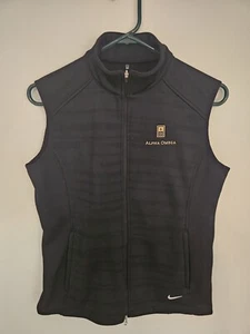Nike Golf Therma Fit Vest Zip Fleece Lined Alpha Omega logo Black Womens Medium - Picture 1 of 3