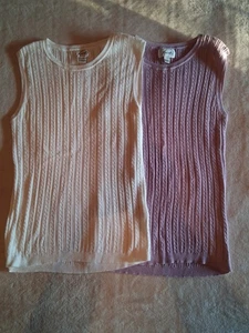Set Of 2 Foxcroft Lt Weight Knit Sleeveless Sweater Vest Cream/Lavender Size... - Picture 1 of 10