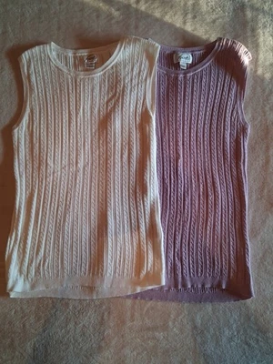 Set Of 2 Foxcroft Lt Weight Knit Sleeveless Sweater Vest Cream/Lavender Size... - Изображение 1 из 4