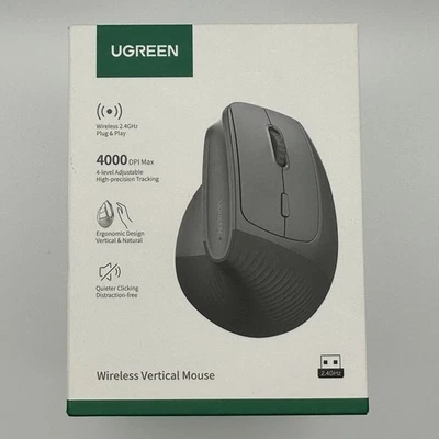 UGREEN Ergonomic Wireless Vertical Mouse 2.4G 4000DPI USB Optical for Laptop PC - Image 1 of 4