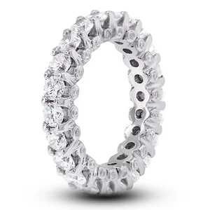 4ct tw I SI1 Round Cut Earth Mined Certified Diamonds Platinum Eternity Ring - Picture 1 of 7