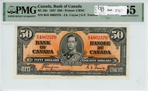 1937 Bank of Canada $50 - PMG About Uncirculated 55 - S/N: B/H4802376 - Picture 1 of 2