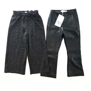 Zara Girls Bundle Of 2 Pants Black Girls 4-5 Lot Soft Faux Leather - Picture 1 of 4
