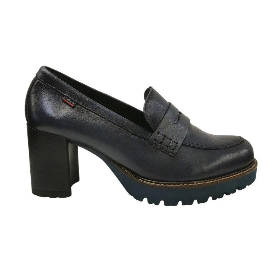 Callaghan Mocassino Donna in Pelle Blu con Tacco Largo Alto 80mm - Immagine 1 di 1