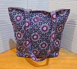 Vera Bradley Lilac Medallion Tote Bag Retired Abstract Floral Beach Preppy - Picture 1 of 15