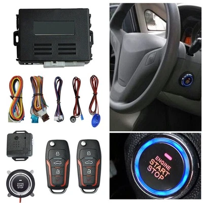 12V Car Keyless Entry Engine Start Alarm System Push Button Start/Stop Universal - Image 1 of 4