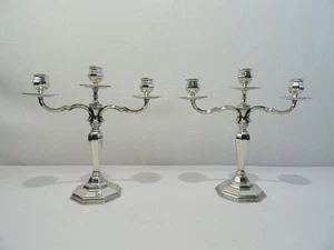 ANCIENNE PAIRE CHANDELIER CANDELABRE EN ARGENT MASSIF CANDLESTICK CANDELIERE - Picture 1 of 24