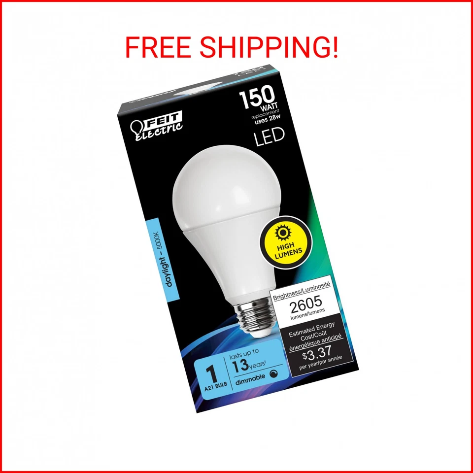 Feit Electric A21 LED Light Bulb, 150W Equivalent, Dimmable, 2605 Lumens, E26 St - Image 1 of 2