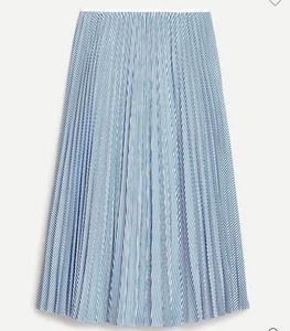 J. Crew Women's Pleated Blue White Striped Midi Skirt Size 6 AW499 New - Picture 1 of 10