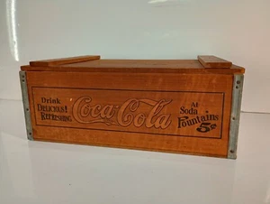 Vintage Drink Coca Cola In Bottles At Soda Fountains 5 Cents Crate Box - Picture 1 of 15
