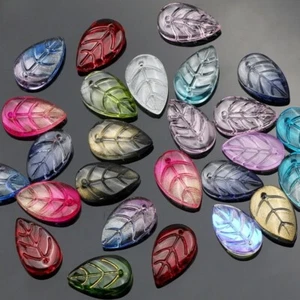 10pcs Leaves Lampwork Bead Multicolor Czech Glass Beads for DIY Necklace Jewelry - Picture 1 of 15