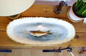 Rare Antique Lazarus Straus & Sons Limoges Fine Porcelain Fish Serving Platter - Picture 1 of 21