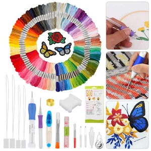 Magic DIY Embroidery Pen Set Knitting Sewing Punch Needle Kit, 100 Color Thread - Picture 1 of 6