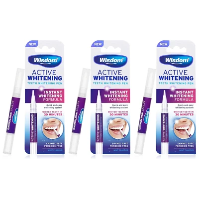 Wisdom Active Whitening Teeth Whitening Pen Pack Of 3