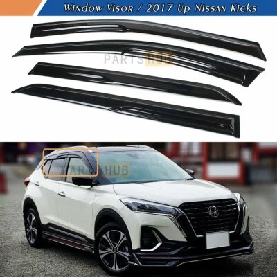 For 2017-2024 Nissan Kicks JDM 3D Wavy Mugen Style Window Visors Rain Guards - Image 1 of 4