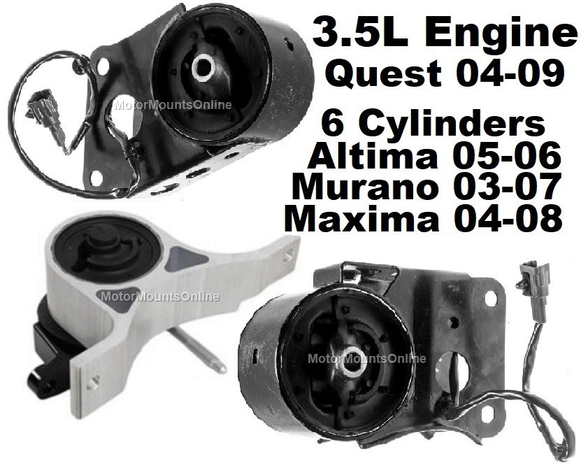 9M1308 3 piezas soportes de motor aptos para motor de 3,5 L Nissan Altima 04-08 Máxima Quest Murano Foto 1 de 1