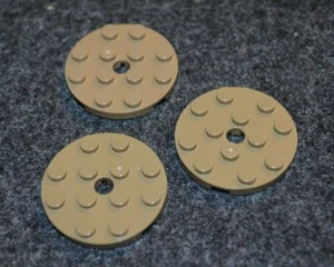 (3) 4x4 Dark Tan Round Plate Bricks ~ Lego ~ NEW ~ - Picture 1 of 1