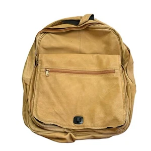 Mochila de cuero marrón tostado bloqueo giratorio muchos bolsillos algunos puntos - Imagen 1 de 17