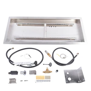 Drop-in Rectangular Stainless Steel Fire Pit Burner Kit, Propane Gas Fire Pan - Picture 1 of 18