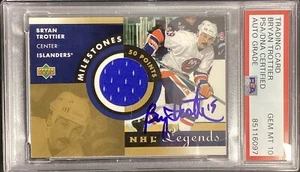 Bryan Trottier Signed 2001 Upper Deck Hockey Jersey Card Autograph PSA/DNA 10 - Picture 1 of 4