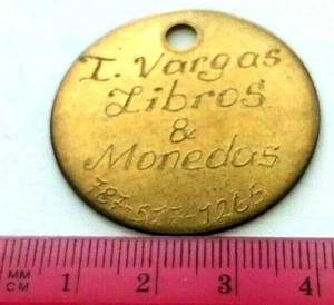 PLACA ISIDORO VARGAS Libros y Monedas 17/50 LARES dealer Worker Tag PUERTO RICO - Picture 1 of 12