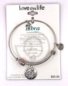 LOVE THIS LIFE Libra Stainless Steel Expandable Bangle Bracelet - Picture 1 of 4