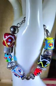 Vintage Silpada Sterling Silver & lampwork murano style art glass bead bracelet - Picture 1 of 12