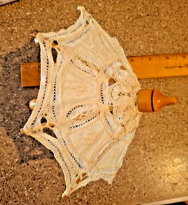 Vintage DOLL Parasol Delicate Belgium Lace Wooden Frame - Picture 1 of 5