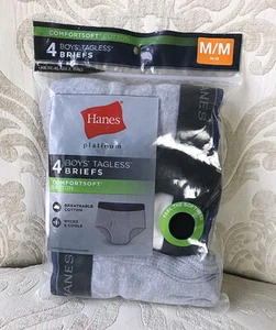 Hanes Platinum 4 Pair Pack Boy's Tagless Comfort Soft Boxer Briefs Size M 10-12 - Picture 1 of 3