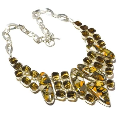 Cuarzo ahumado, abejorro ágata piedras preciosas hecho a mano declaración collar de piedra marrón Foto 1 de 3