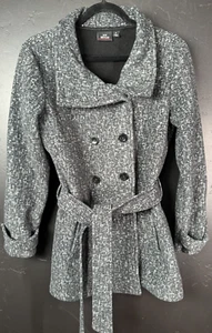Ike Behar Double Breasted Womens Fleece Soft Belted Jacket Size Medium Gray - Picture 1 of 6