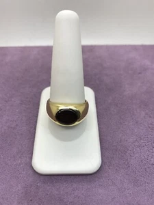 18kt Yellow Gold Men's Bezel Set Black Star Sapphire Size 11.25 Ring 12.9g - Picture 1 of 5